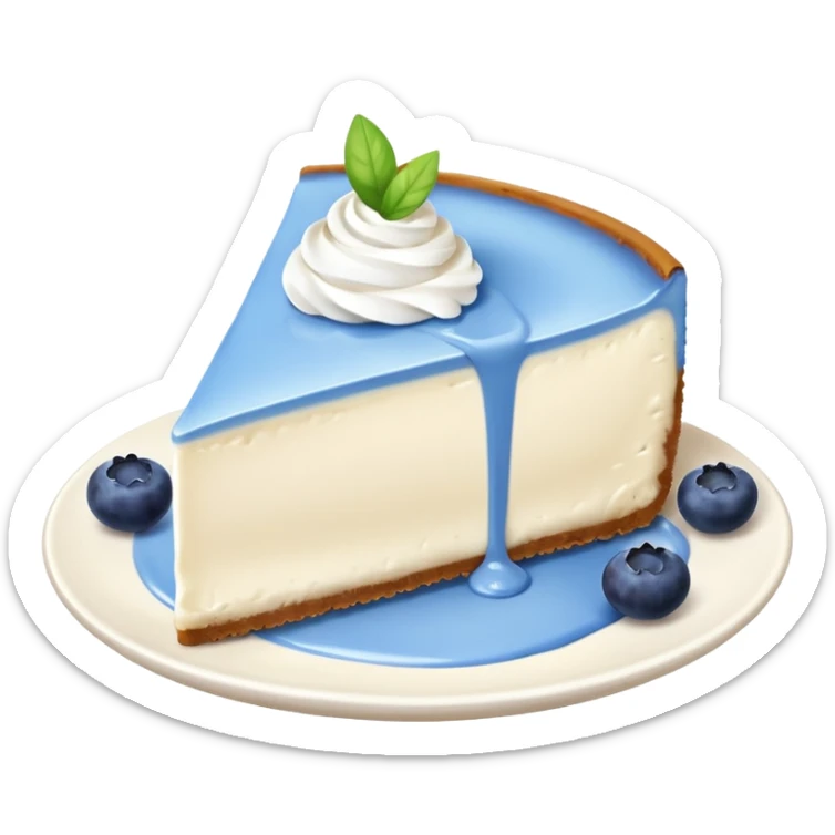 one slice of cheesecake with blue cream on top and blueberries without a plate sticker