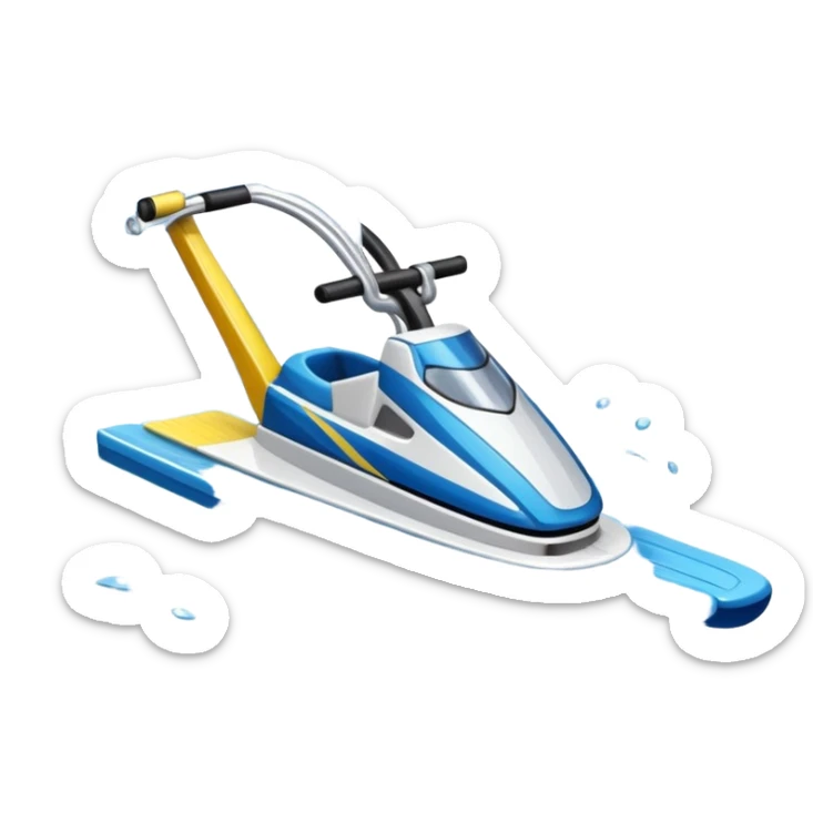 An icon featuring a close-up collage of water skis, splashing water across the surface. The design highlights the motion of the skis cutting through the water. Transparent background emphasizes the thrill of water skiing. sticker