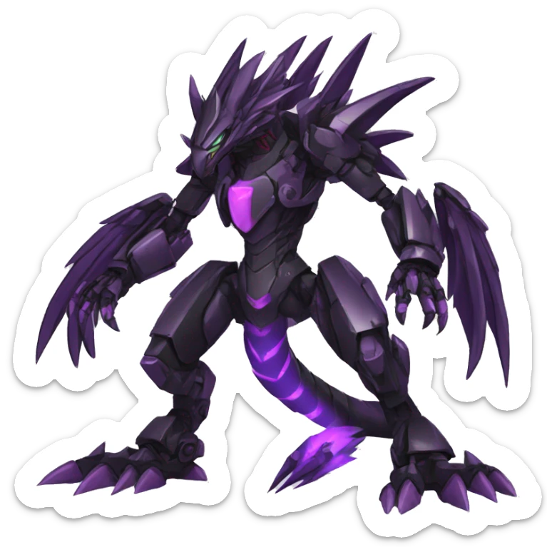  Cool Edgy Black Purple Red Digimon-Fakemon-Raptor-Dragon-Mecha full body sticker