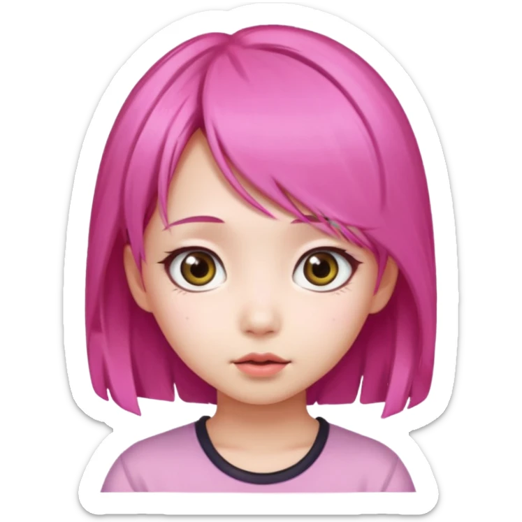emoji An Asian girl with  pink hair, big eyes,sweet
 sticker