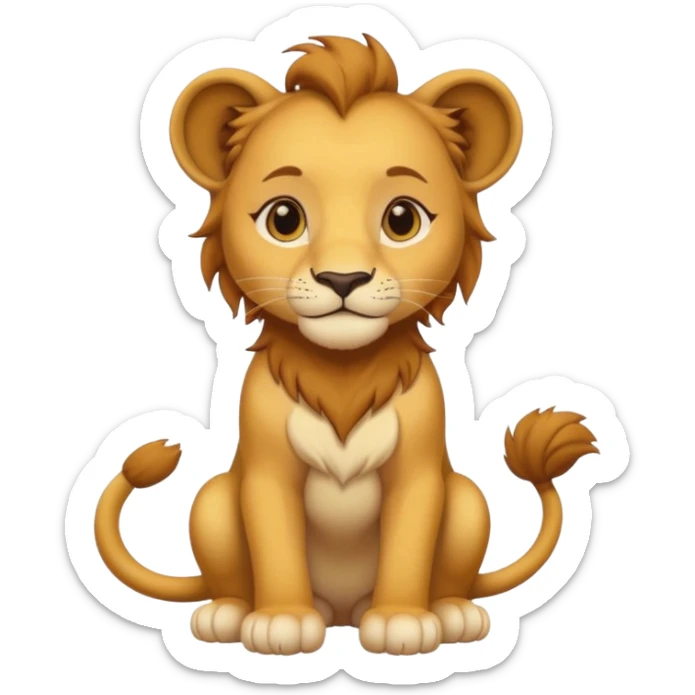in lion family, only baby Girl lion., full body, single tail sticker