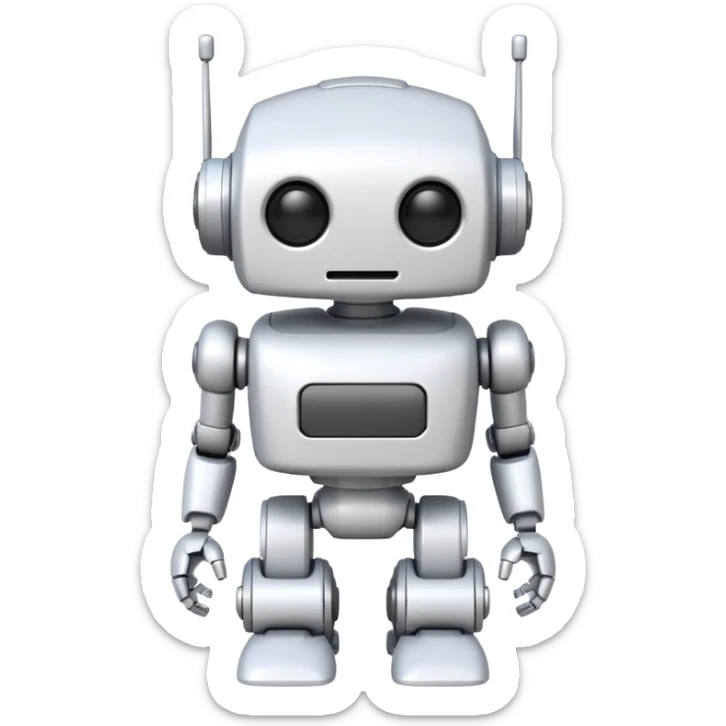 robot old cartoon simple kid toy white innocent funny gudget chatGPT adorable sticker