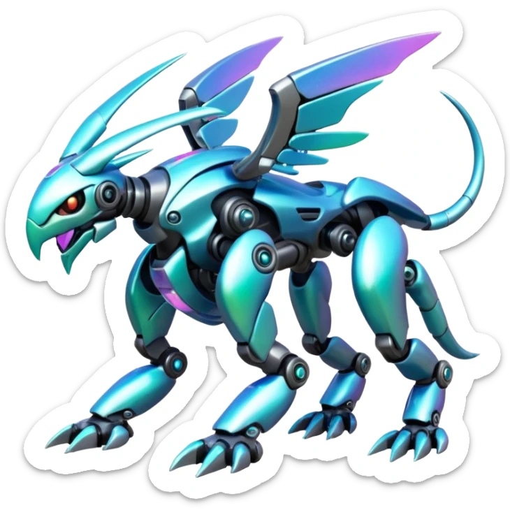 Shiny Tropical Futuristic Modern Mecha-Fakémon-hybrid-creature (full body)  sticker
