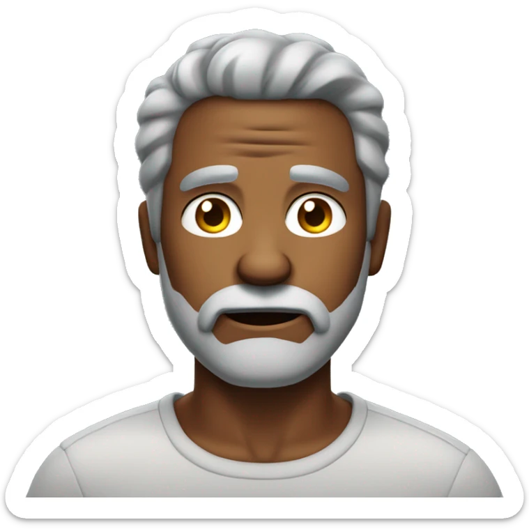 Brown skin man with gray hair, full gray beard ad he looka stressed sticker