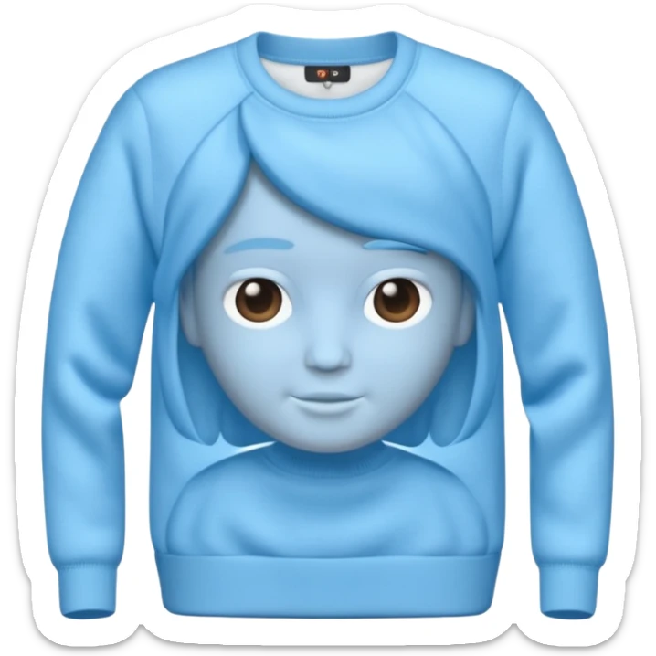 sky-blue sweater with light fabric folds and soft shading, casual style, Memoji-style rendering. sticker