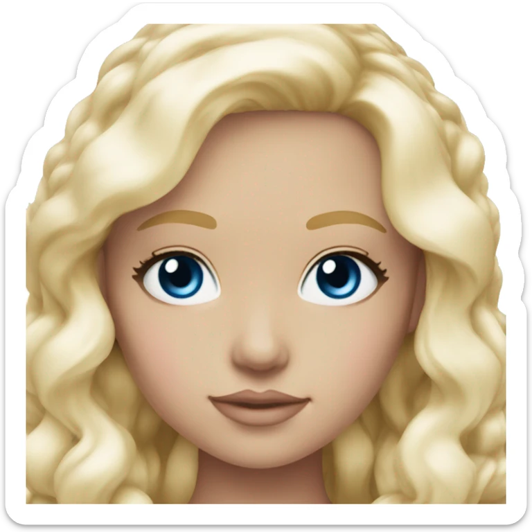 ocean blue doll eyes, blonde hair, feminine, pink, girl, angelic sticker