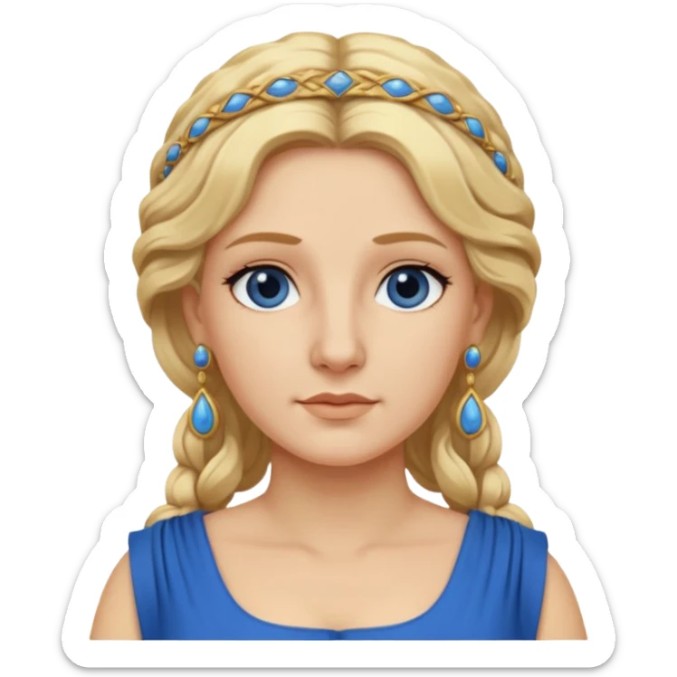 Ancient Roman woman with earrings and blonde hair, blue drees sticker