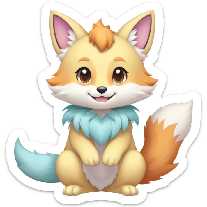 Kawaii bright fantasy ethereal anthro fursona Fakemon sticker