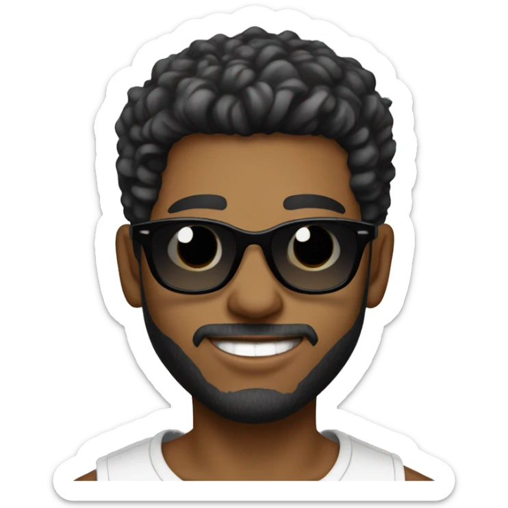 Portrait of stylish young man, sliver under-cut hair style, wearing rounded ear-rings, wearing black sunglasses sticker