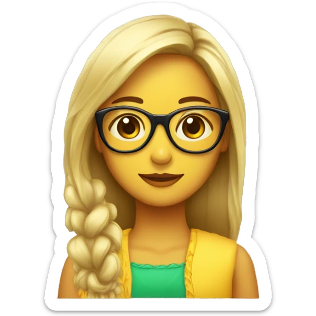 Chica con pañuelo en la cabeza,gafas doradas y uns corona sticker