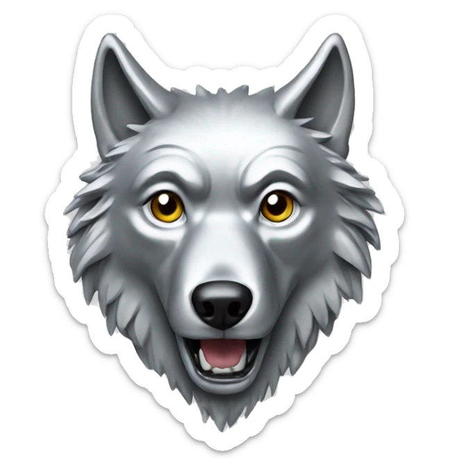 Wolf made of platinum metal sticker