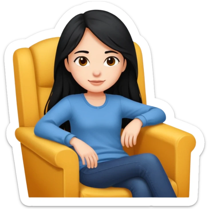 girl that is moving in their chair of work but its not disable just lazy with black long hair and skin a bit latin  lazy sticker