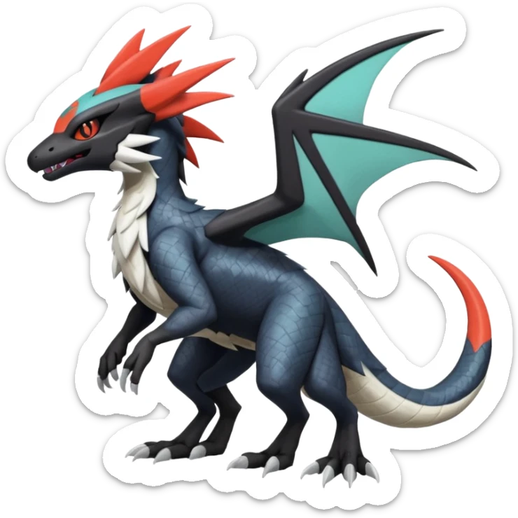 Salandit-Noivern-Mightyena-Silvally-Fakémon-hybrid-creature (full body)  sticker