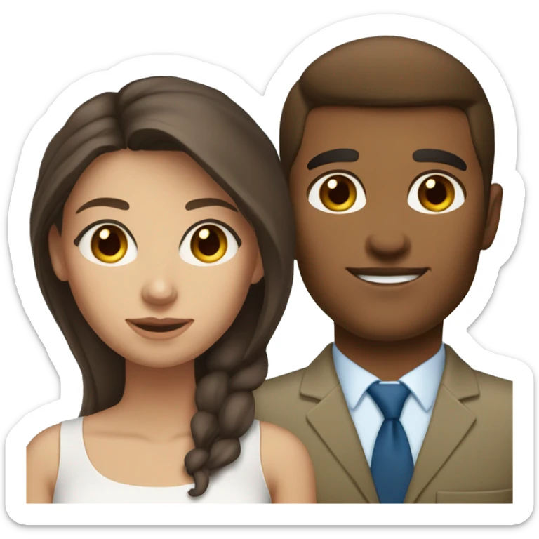 Brown hair brown eyes olive skin woman with brown hair blue eyes white skin man sticker