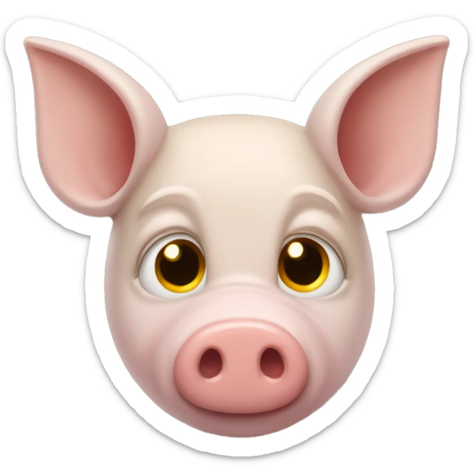 He has yellow skin, a golden horn on his head, a nose like a bird's nose, and two ears like a pig's ears sticker