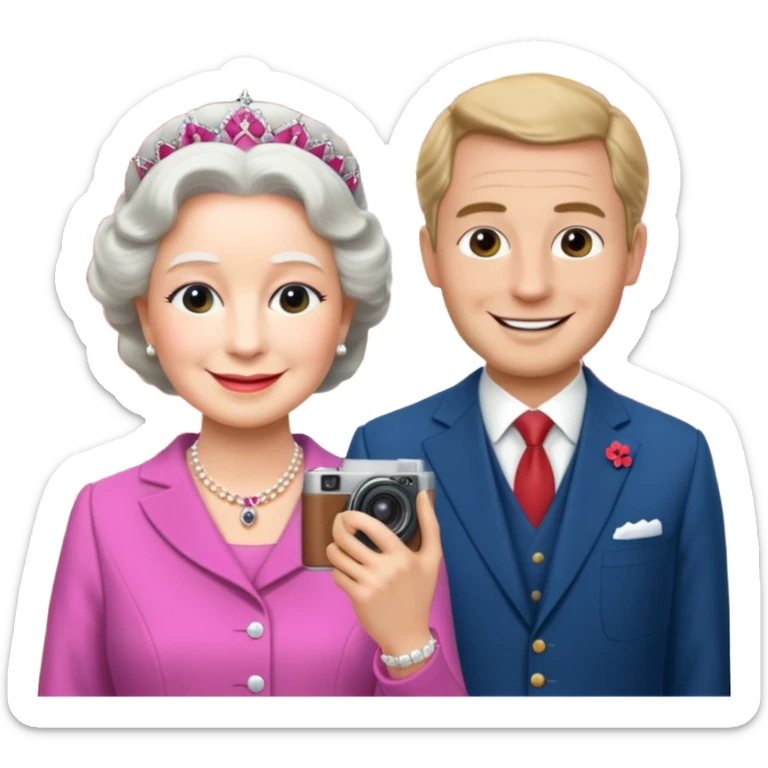 someone who's taking a photo in a room with with the wax figures of the queen elisabeth the II sticker