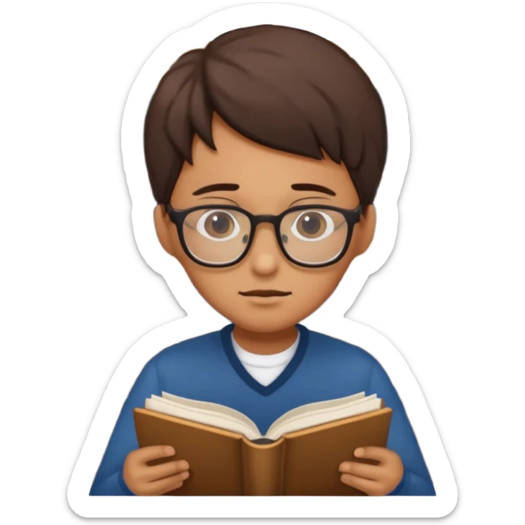 a tired person infront of a book learning in the middle of the night sticker