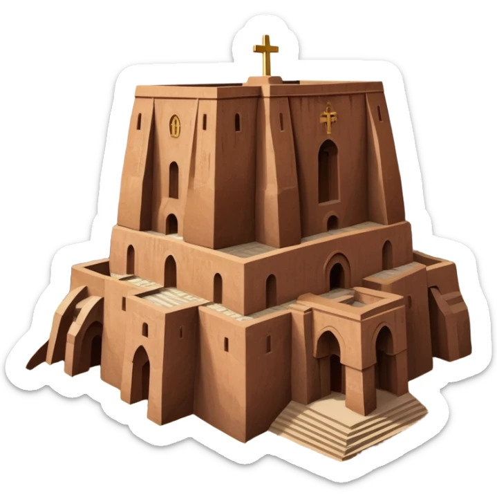 Create the rock hewn Church of Saint George in Lalibela, Ethiopia into an iOS style emoji. Make it HD and precise. sticker