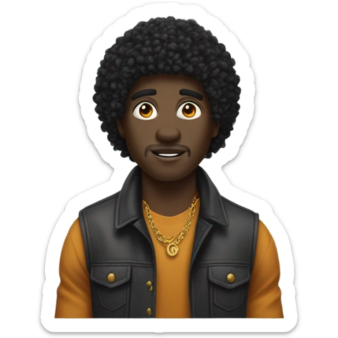 dark skin, black mullet afro curly man Raising Hand, street wear style, twink, intricate face sticker