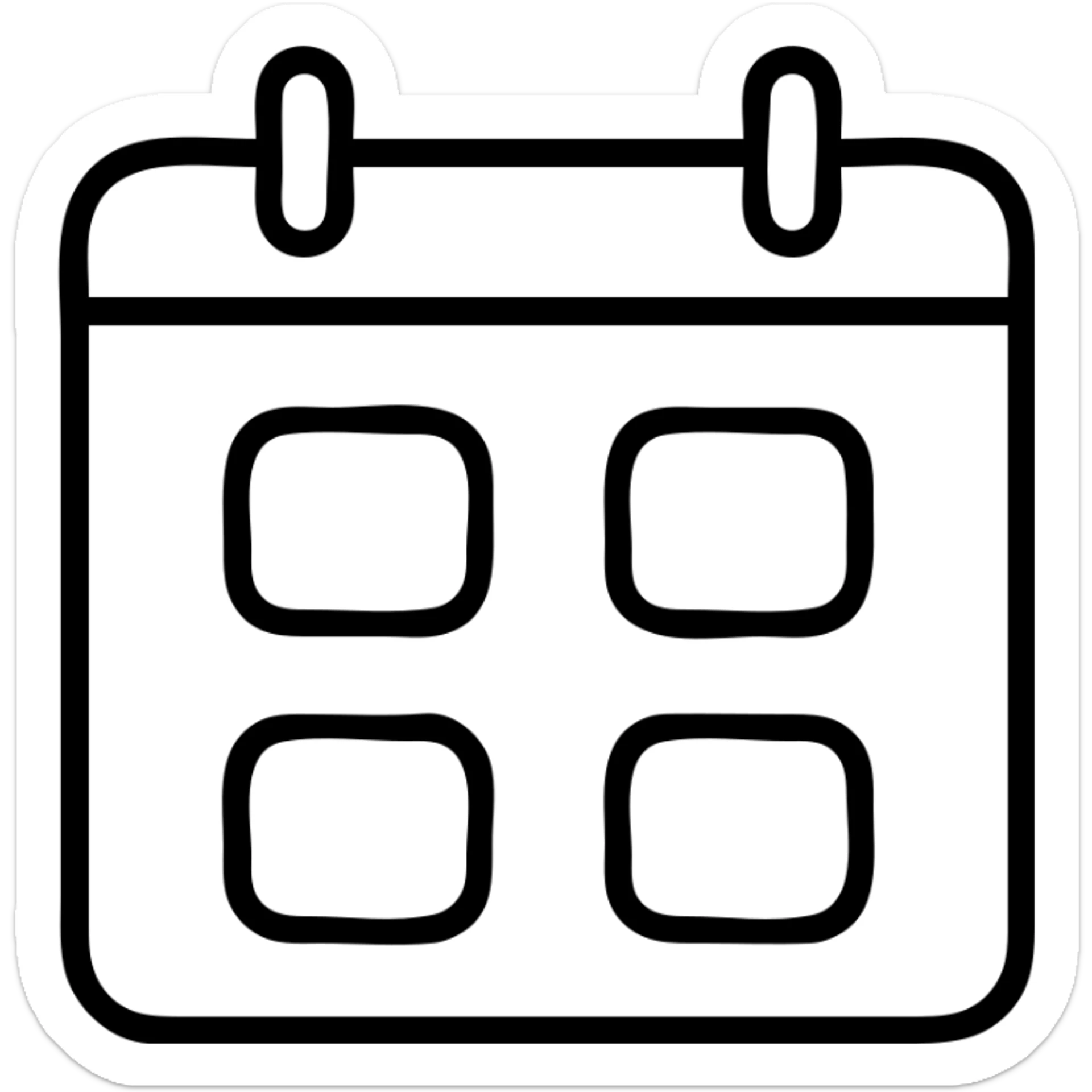 icon of a calendar with four months, outlined style, modern and easy to read sticker