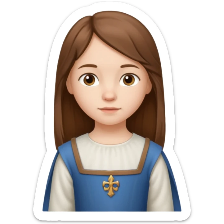 Petite fille villageoise brune à la peau blanche de 8 ans à l'époque du Moyen âge. sticker