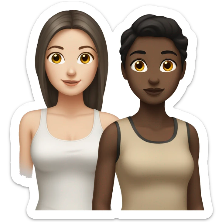 white girl with brown hair and tan girl with black hair  sticker