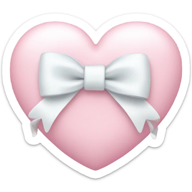 Pastel pink heart with white bow sticker