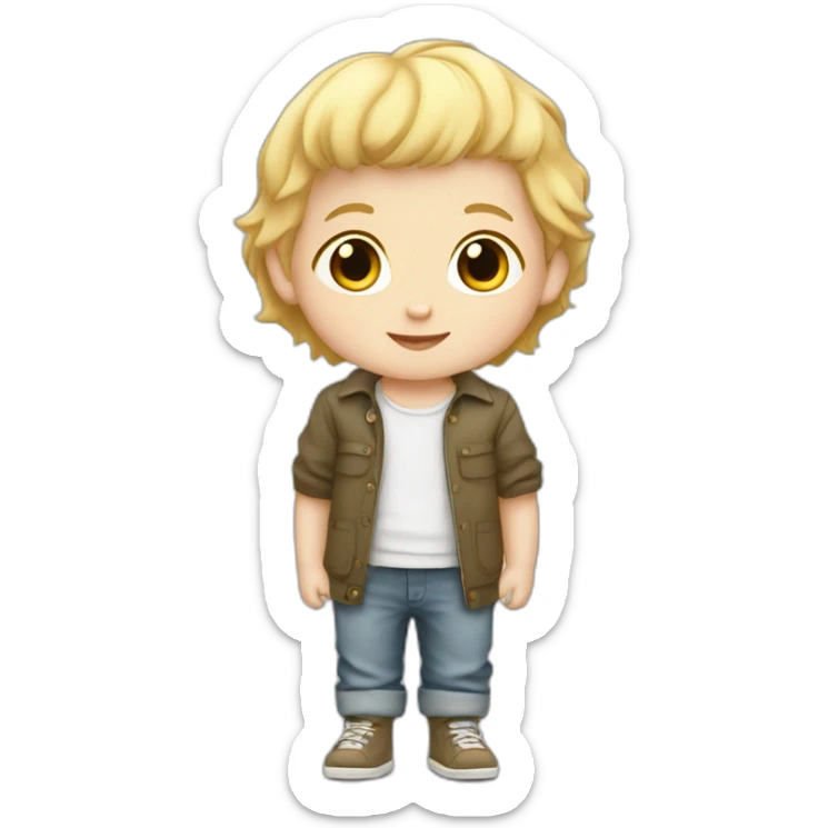 baby boy with blond hair5 and white skin full length sticker