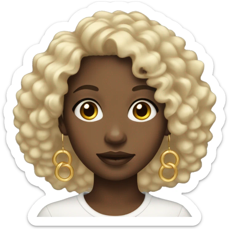 black girl with curly hair and gold hoop earrings  sticker