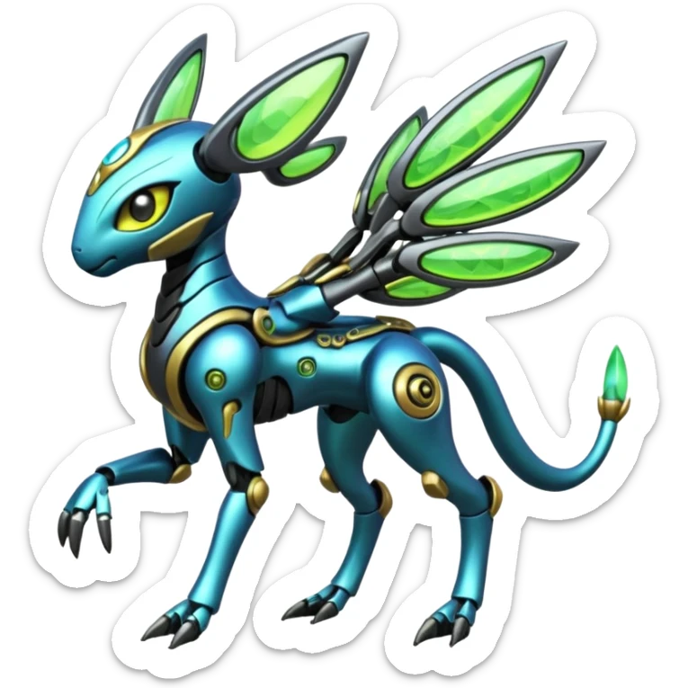  Exotic Organic Mechanical Hybridized Futuristic Cyborg-Cyber-Meloetta-Zygarde-Zeraora-Protogen-Palkia-hybrid-fusion-Fakémon-creature, full body sticker