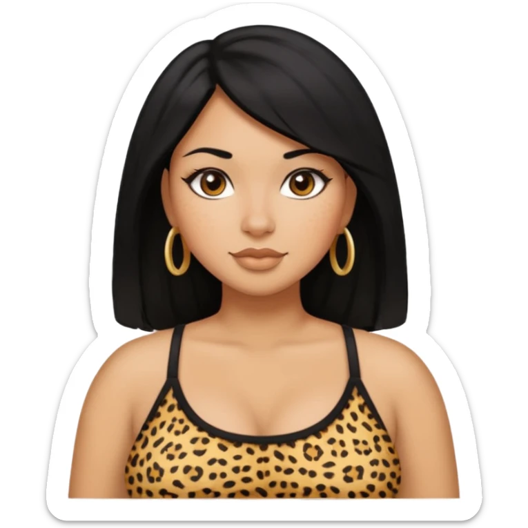 Latina woman with black hair chubby and black woman with blonde hair slim thick in cheetah top sexy sticker