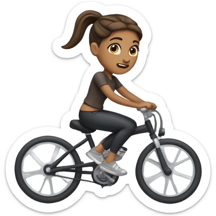 Girl with brown hair in ponytail on an assault bike  sticker