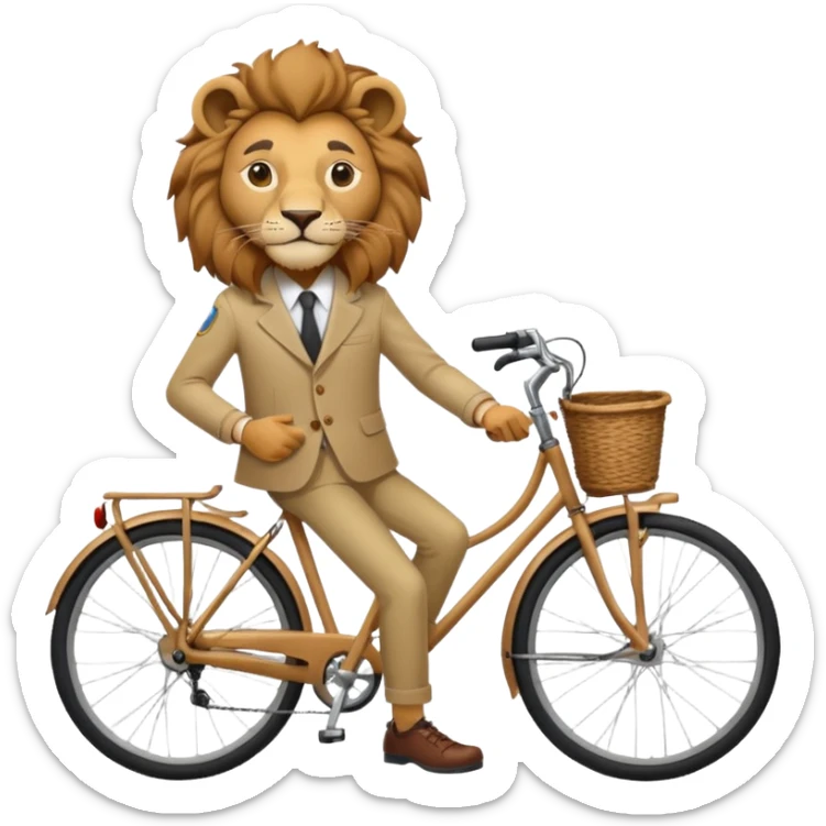 A 20-year-old anthropomorphic lion journalist who loves to travel and ride a bicycle sticker