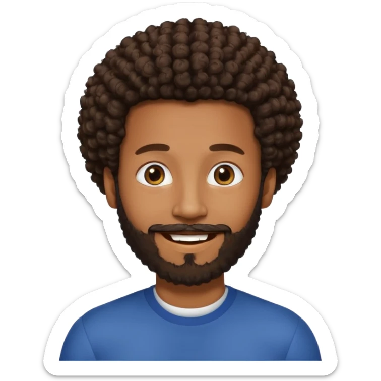 brown skin man with beard and a tiny curly  Afro fade with dark dark brown eyes  sticker