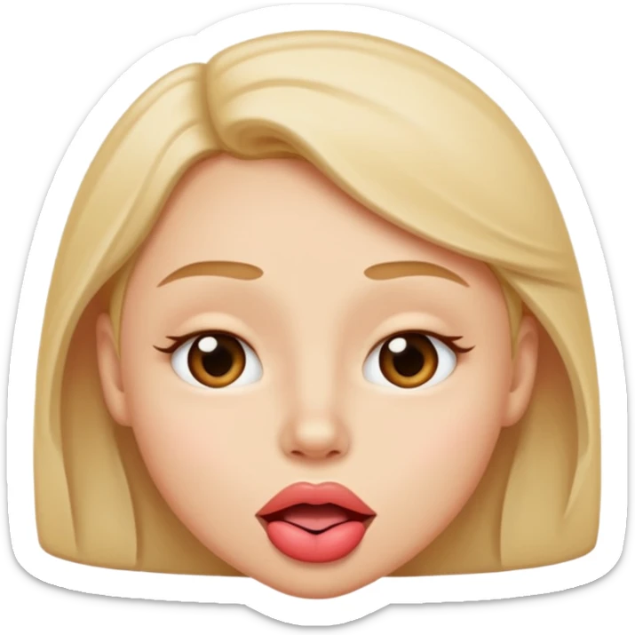 the literal kissing emoji whilst twinking but just wothout rhe heart: twinking amoji while kissing  sticker