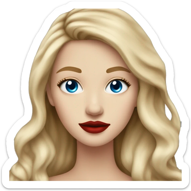 a white girl with blue eyes and long dirty blonde hair with red lipstick on  sticker