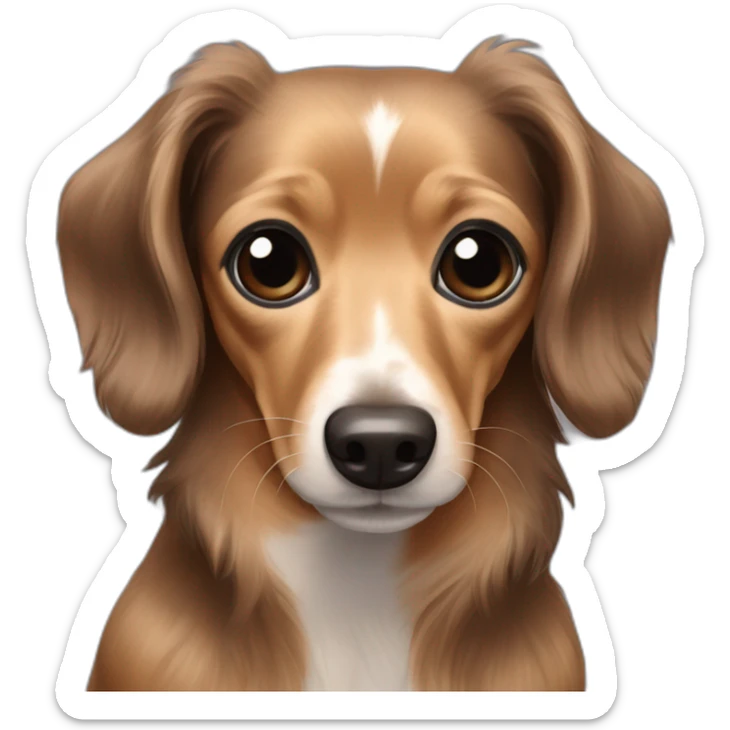 Long hair dachshund Chihuahua mix with dark brown & black hair sticker