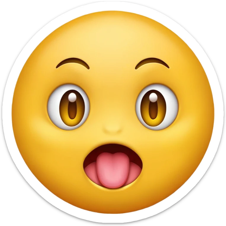 a emoji with tongue out and eyes wide and it looks like a round yellow emoji that doesn’t look like a human sticker