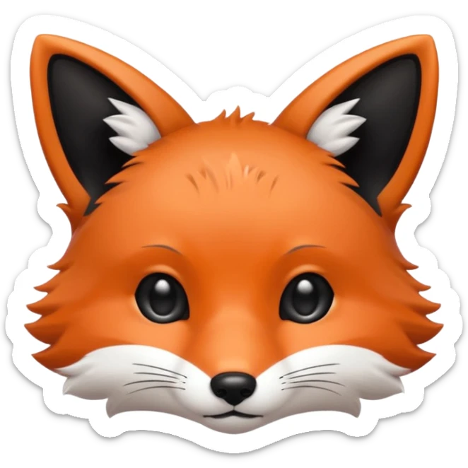 une tête de renard trop kawaii avec des poils noirs à la place de tout les poils blancs sticker
