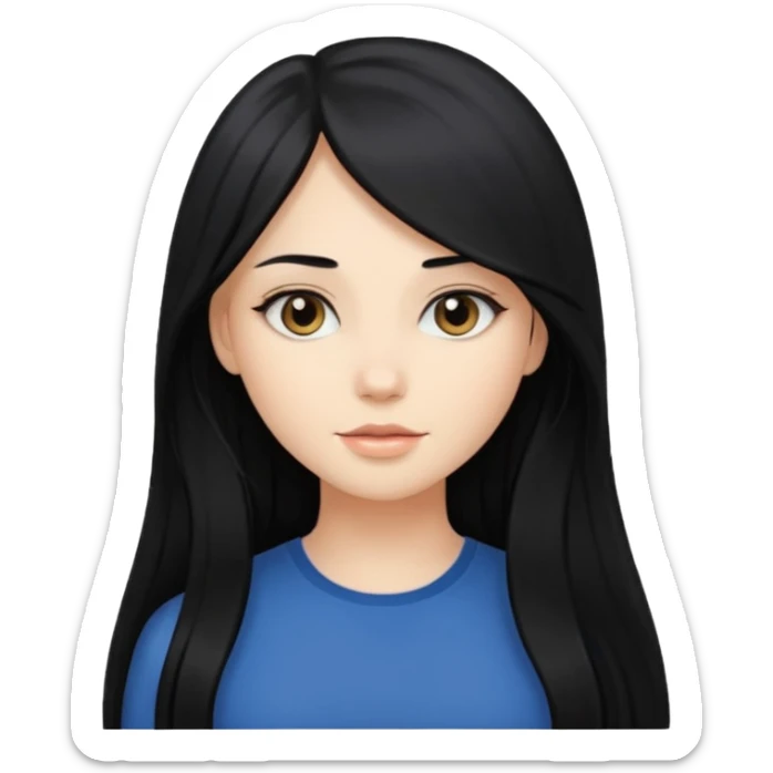 Une belle fille avec les cheveux long, noir avec un côté blond clair sticker