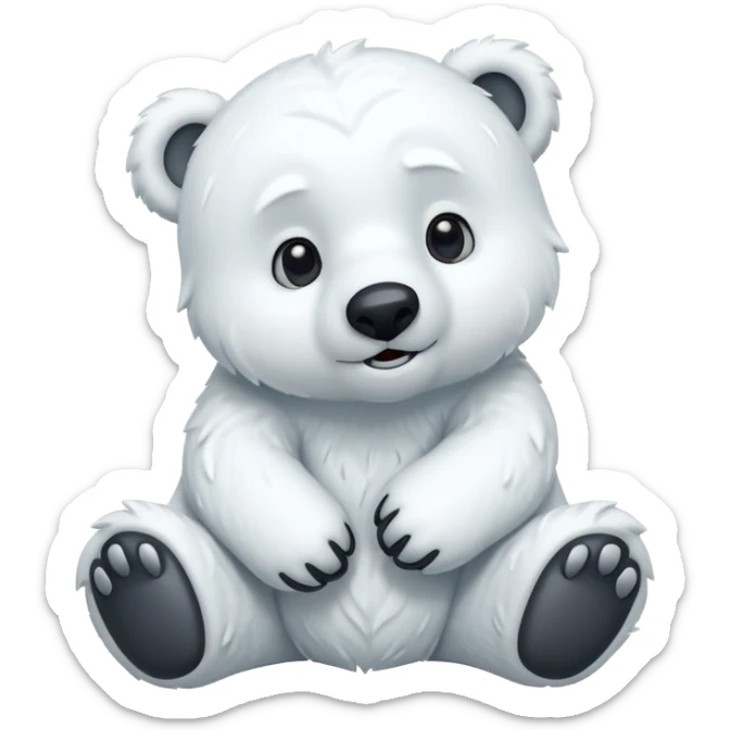 cute polar bear character, snowy fur, winter vibe, 3D cartoon, mobile game icon style, clean background, no text, no watermark
 sticker