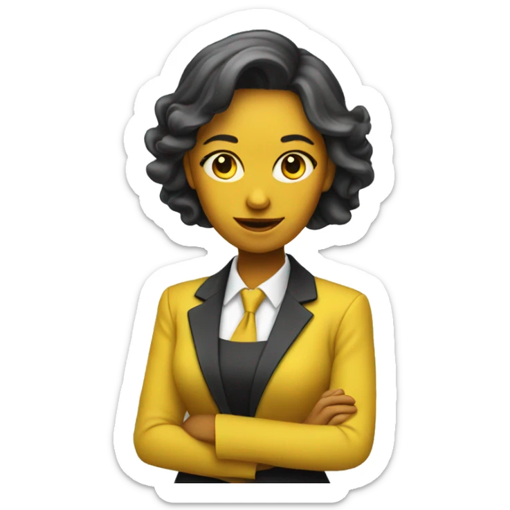 yellow female that looks like a banker with money in her hand sticker