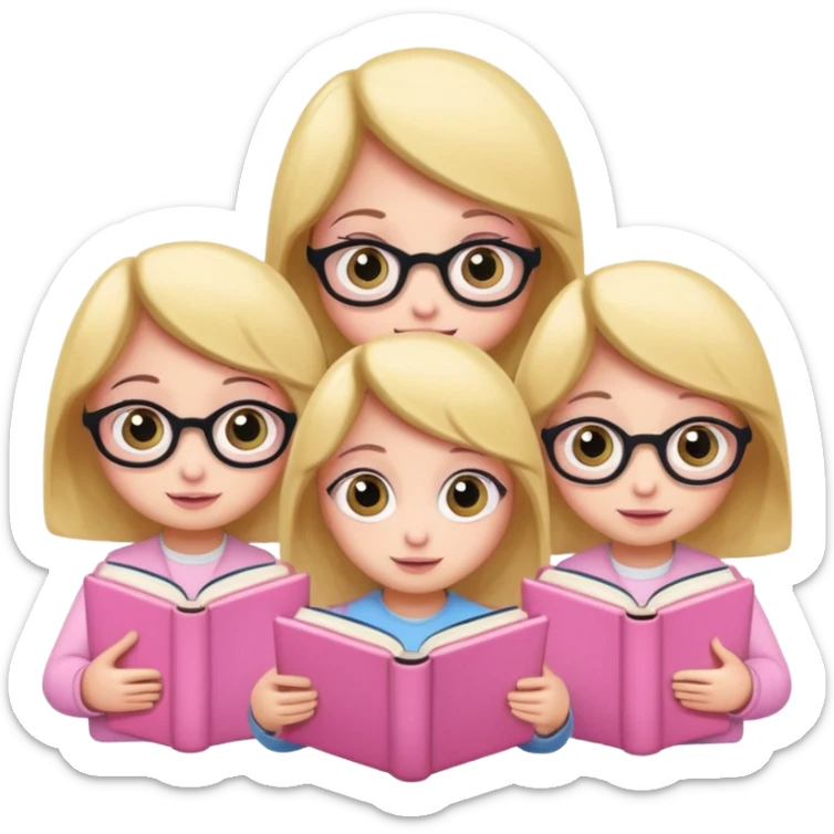 Por ejemplo quiero de que unos muñequitos estudien y que pusiste en unos libritos y que todo sea color rosa y cute sticker