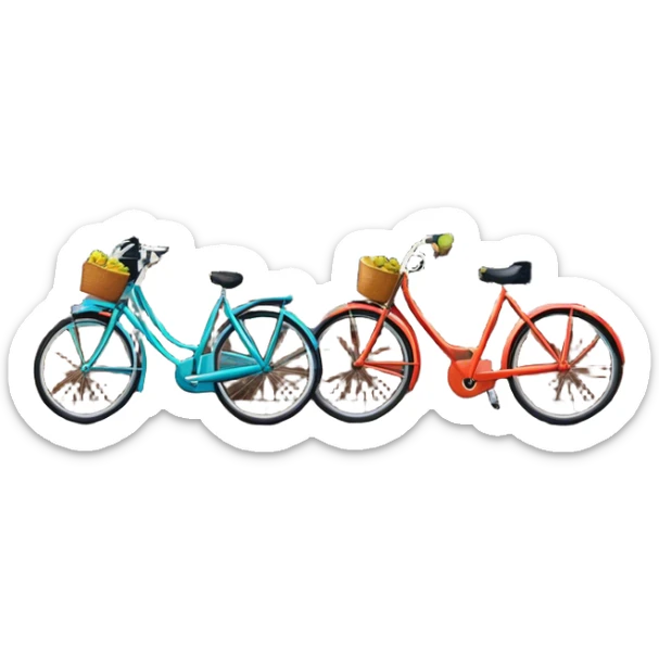 Cinematic Realistic Amsterdam Canal Houses Landmark Emoji, featuring narrow, gabled facades in vibrant colors reflecting on the calm canal waters, with bicycles lining the cobblestone streets. sticker