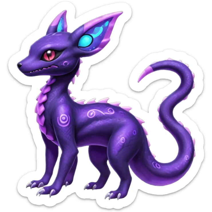 Evil Gothic Nebulae Shiny Futuristic Spooky Salandit-Umbreon-Fakémon-hybrid-creature (full body)  sticker