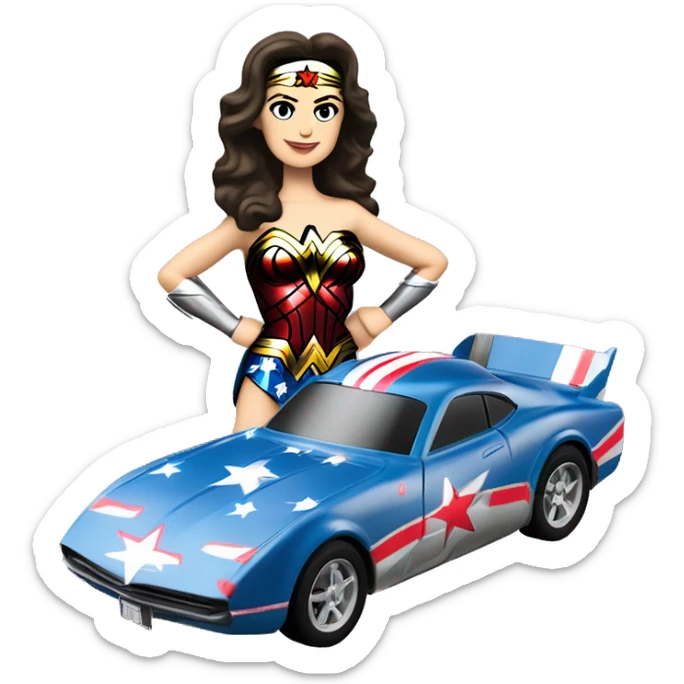 Linda Carter as WW2 Wonder Woman’s Long wheelbase widened ground effects Scion FR-S hypercar rc car sticker