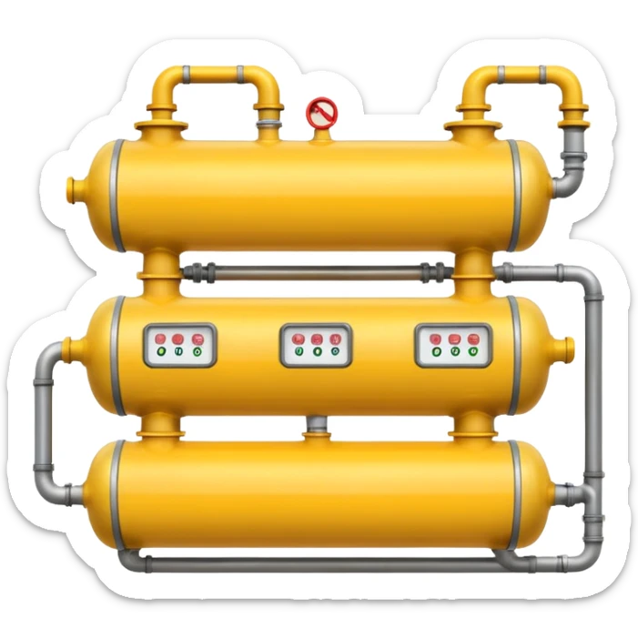 gas distribution station emoji style with visible gas tanks and pipes sticker