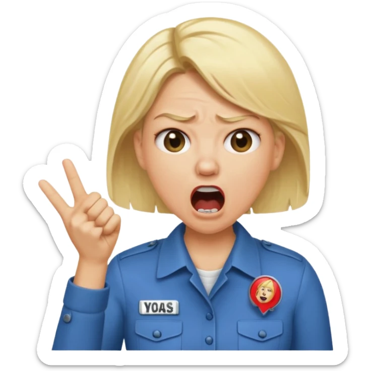 emojis.com a-karen-mom-yelling-at-somebody-that-wont-take-their-dog-out-and-is-showing-her-badge-but-its-fake sticker