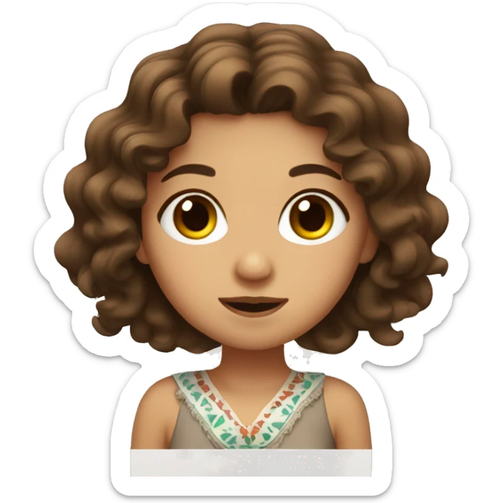 cute mexican girl with wavy brown hair and big brown eyes sticker