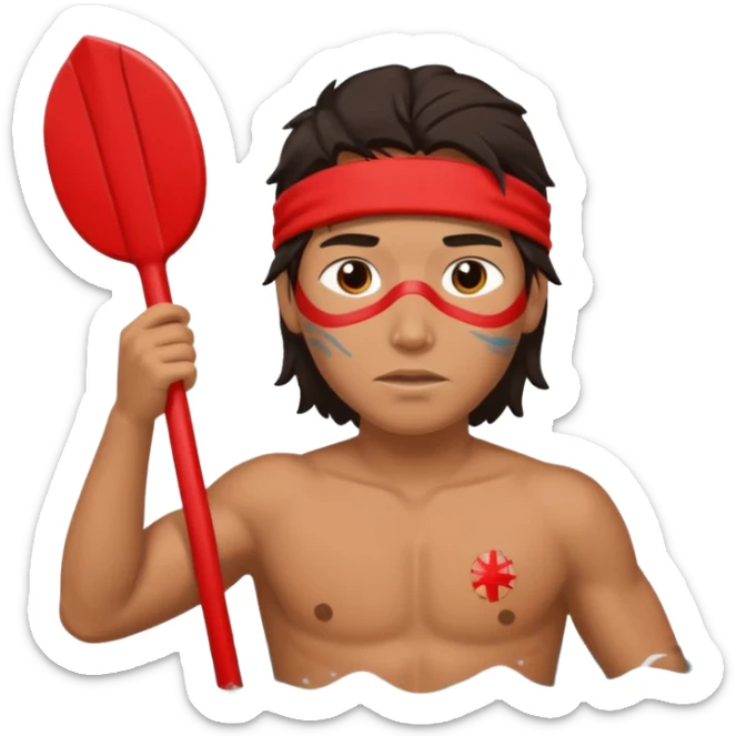 Lifeguard Native American Teenager with messy hair rescuing someone sticker